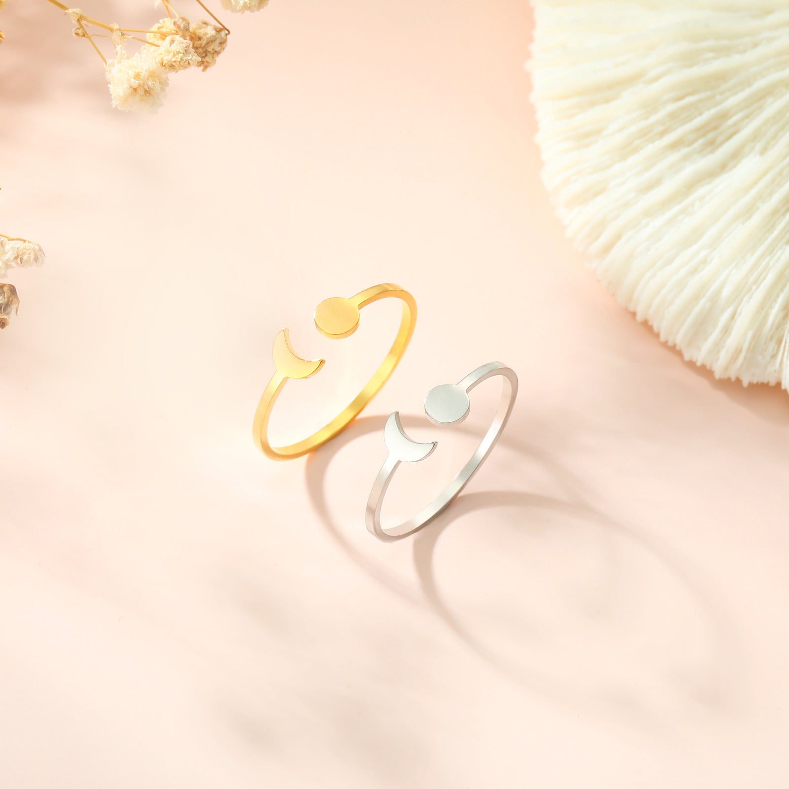 Star And Moon Ring Stainless Steel Adjustable
