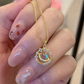 Artificial Opal Planet Necklace Round Shape