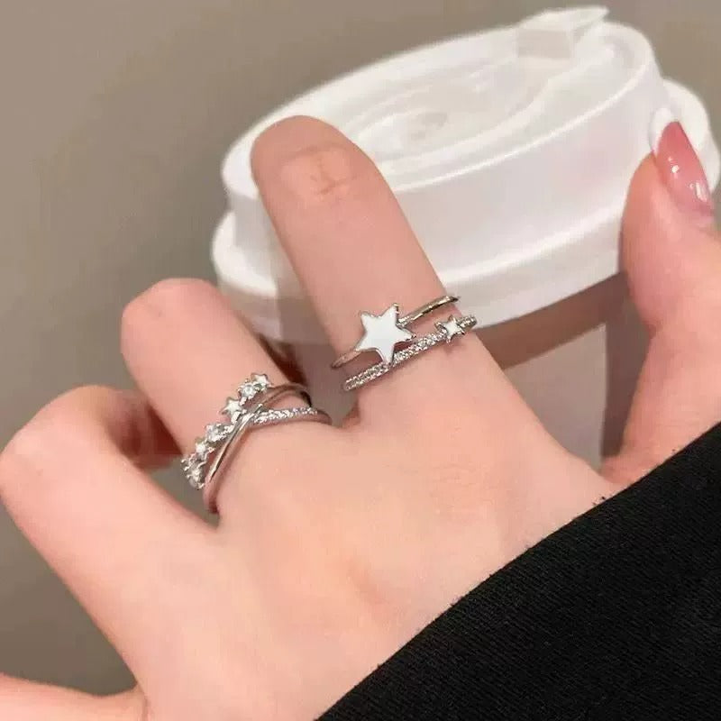 Stylish Personalized Double-layer Star Zircon Ring For Women