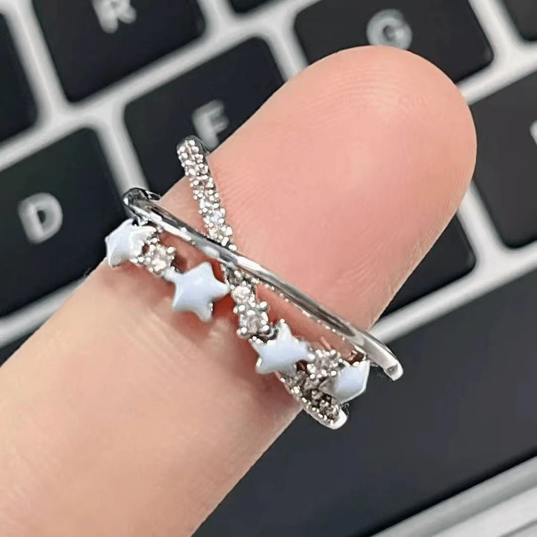 Stylish Personalized Double-layer Star Zircon Ring For Women