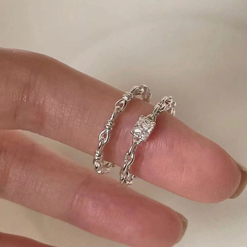 Small Square Diamond Band Ring For Women
