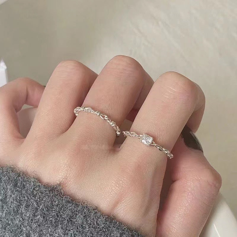Small Square Diamond Band Ring For Women