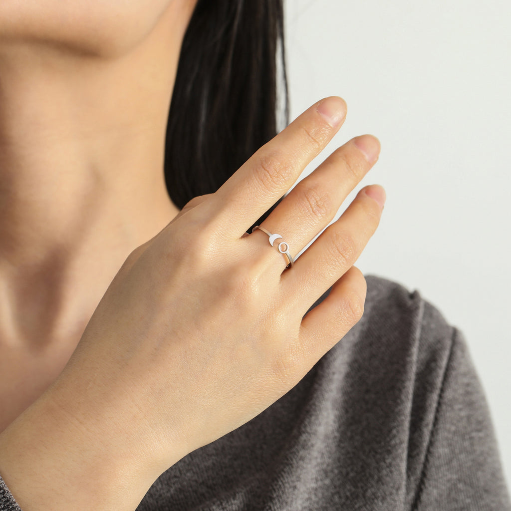 Star And Moon Ring Stainless Steel Adjustable