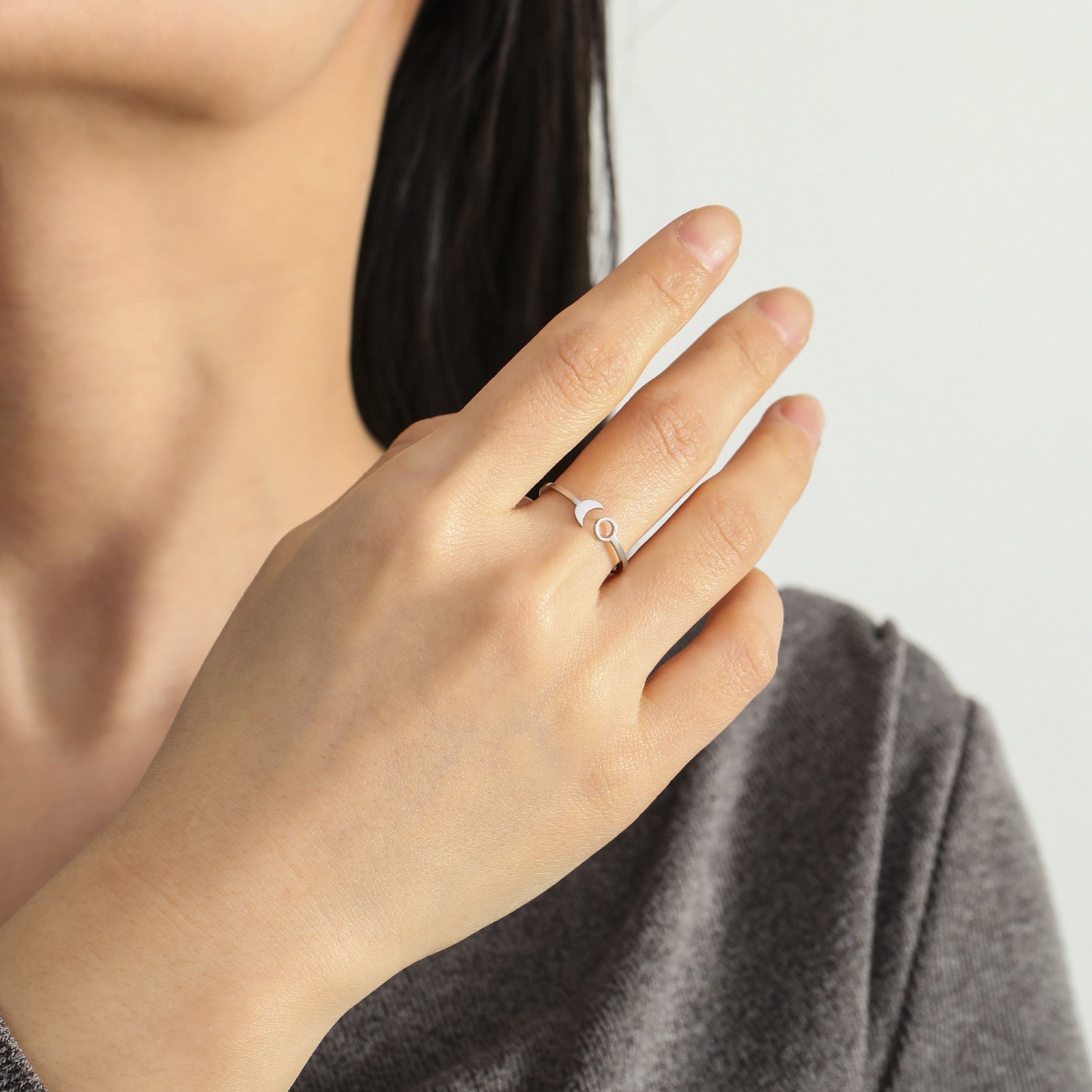 Star And Moon Ring Stainless Steel Adjustable