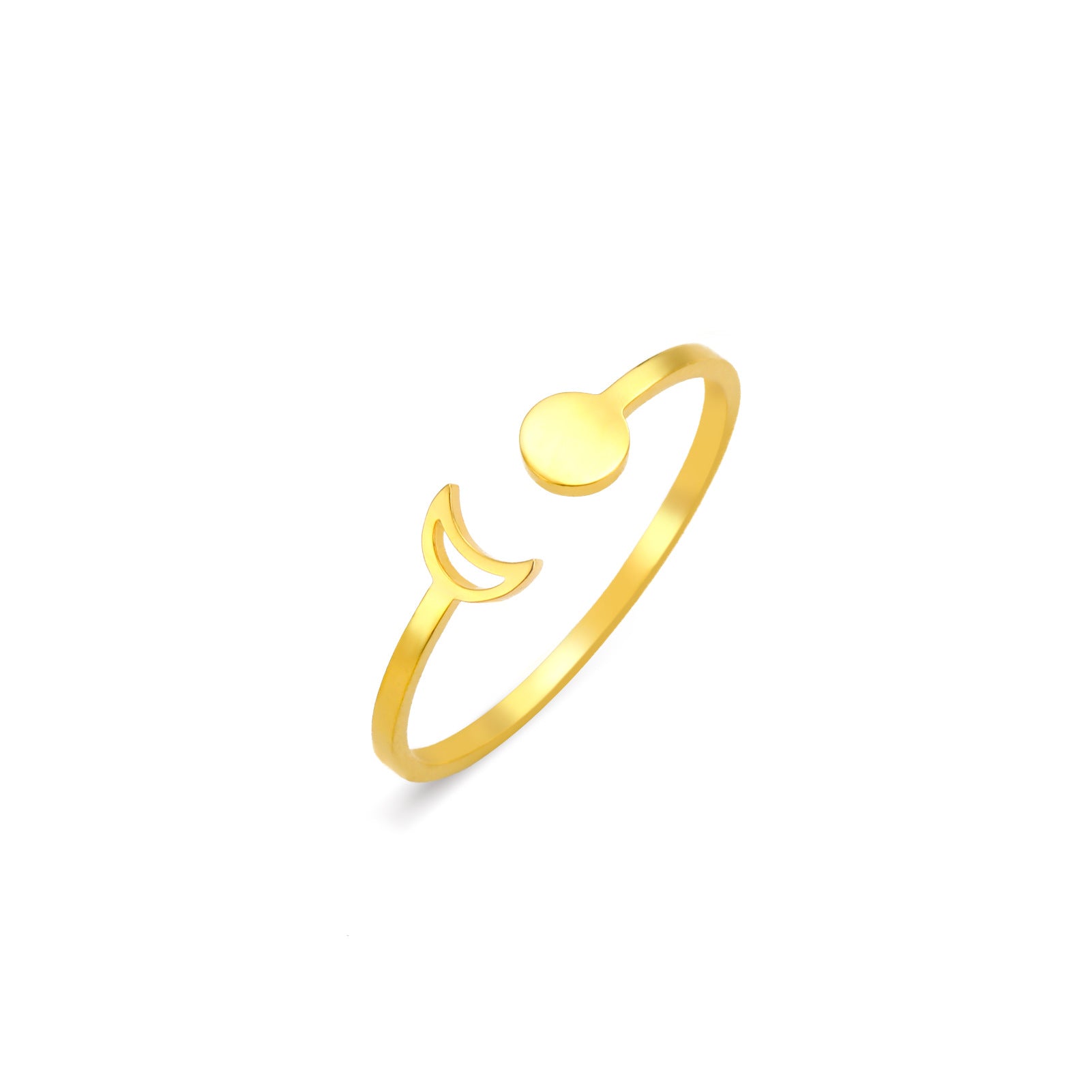 Star And Moon Ring Stainless Steel Adjustable