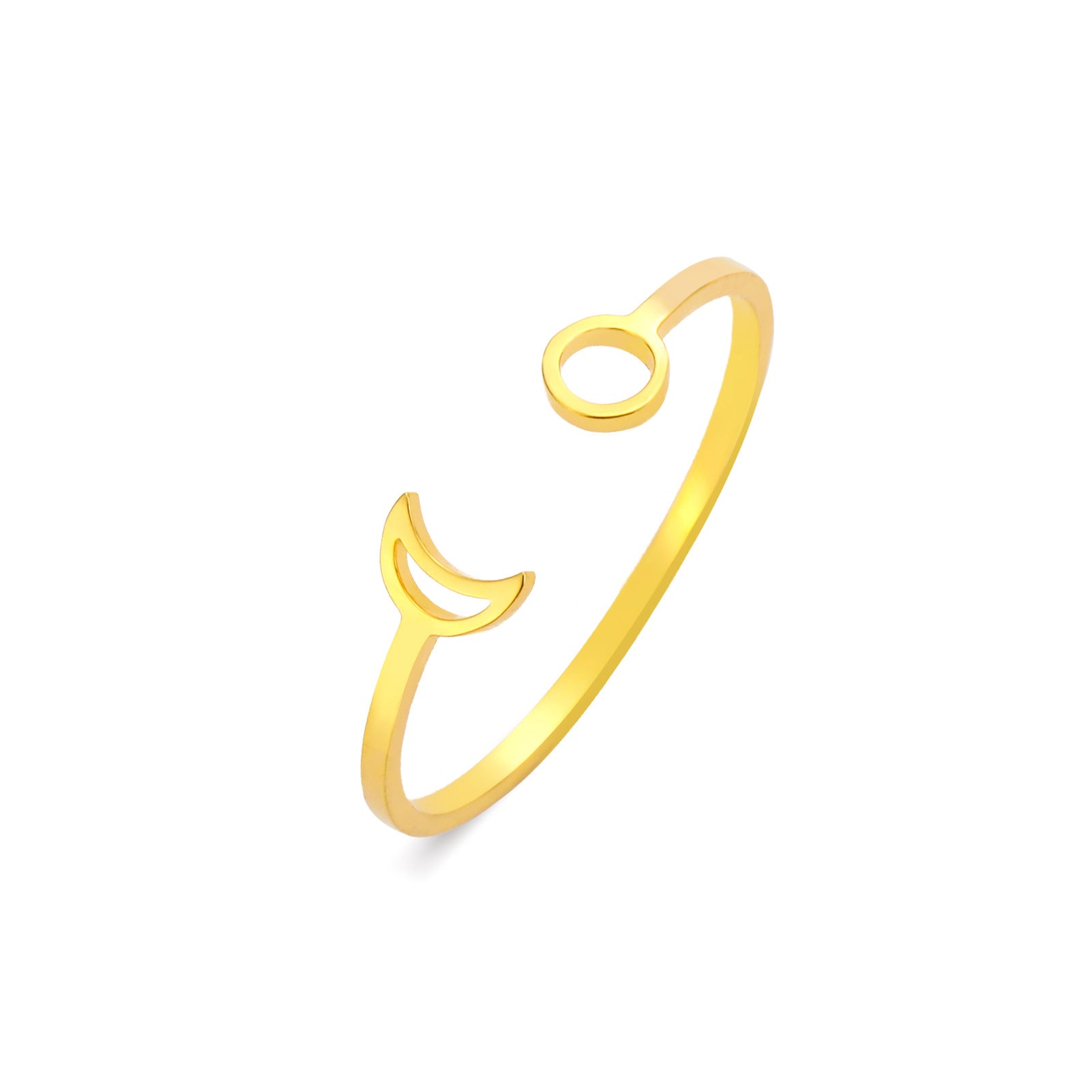 Star And Moon Ring Stainless Steel Adjustable