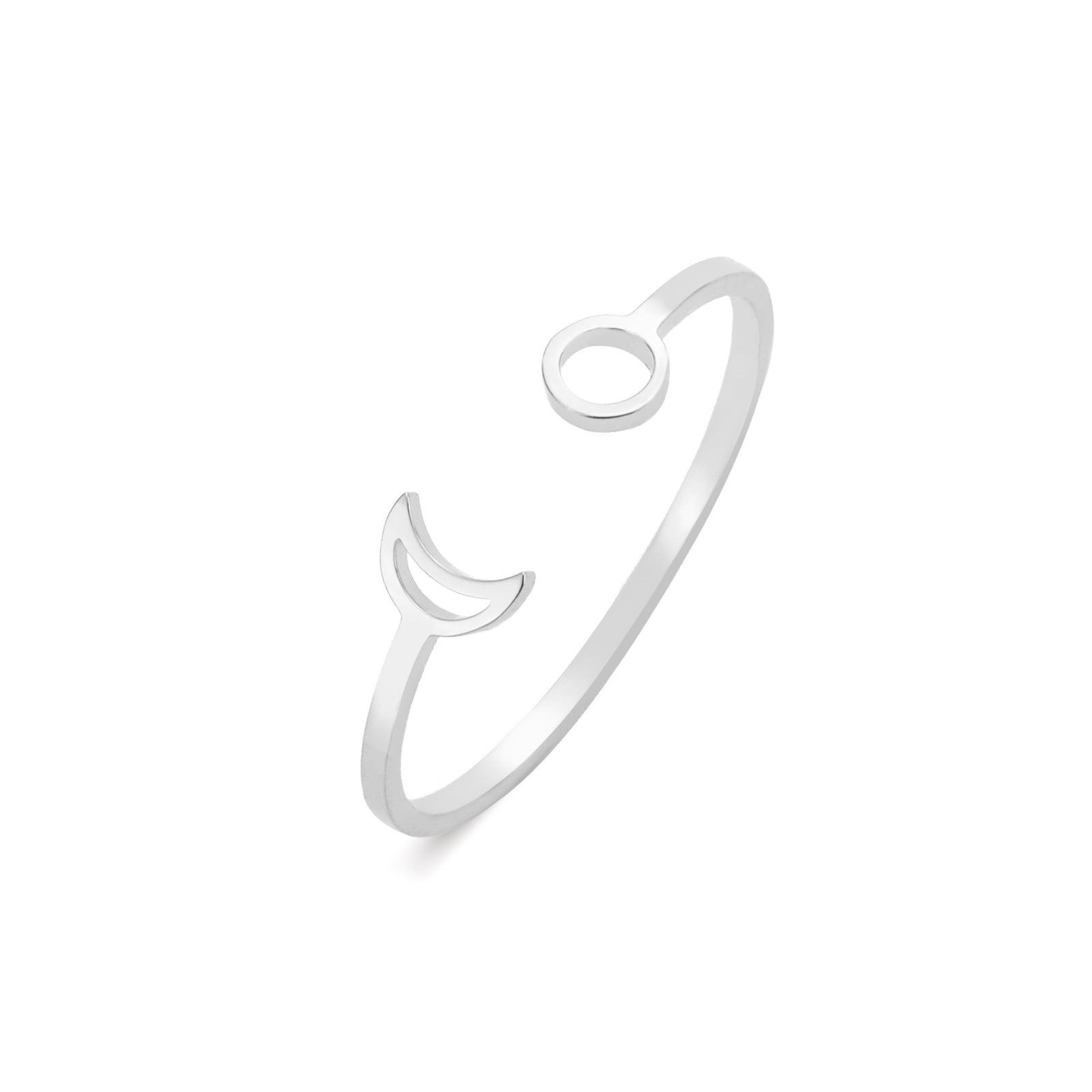 Star And Moon Ring Stainless Steel Adjustable