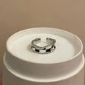 Retro, Edgy Checkerboard Glaze Open Ring For Women New Design Finger Ring Thats Lightweight