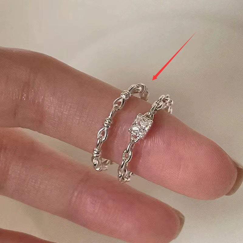 Small Square Diamond Band Ring For Women